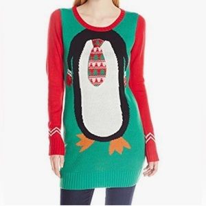Womens Long Sleeve Holiday Ugly Christmas Tunic Sweater Size L